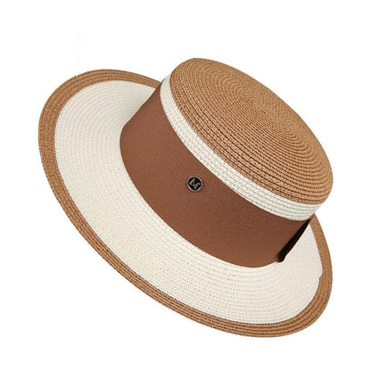 Chapéu de Palha Plano Hepburn Estilo Celebridade Francesa Fragrância Combinando Cores Top Feminino Quebra-sol Protetor Solar Férias Viagem