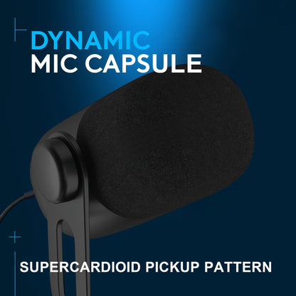 Microfone Condensador USB Aveek, Microfone de Estúdio para Jogos para PC, PS4, PS5 e Mac, Sensor Tap-to-Mute, RGB com Cancelamento de Ruído