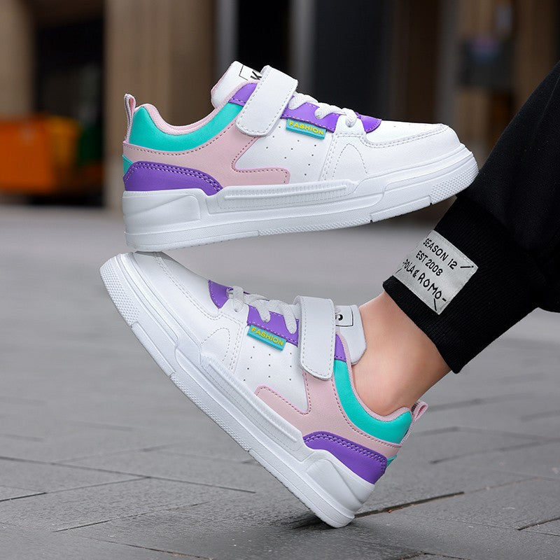 Children's sports shoes waterproof student casual shoes girls flat bottomed leather board shoes boys running shoes