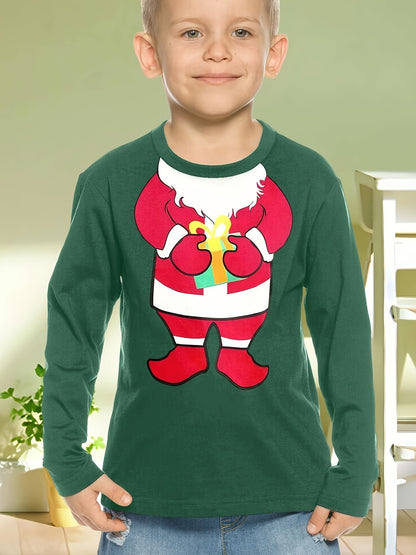 Children's Clothing Boys Tshirt Long Sleeve Creative 3D Christmas Print Kids Spring Fall Clothes Casual O-Neck Girl Clothes Tops