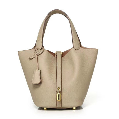 New Leather Luxury Handbag, High-end Soft Leather Bucket Bag, Cowhide Portable Gift Bag, Commuting Versatile Women's Bag