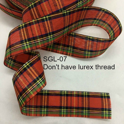 Gingham Ribbon Scottish Fabrics 10Y 2.5cm For Handmade DIY Craft Gift Floral Packing  Wedding Christmas Wreath Deco
