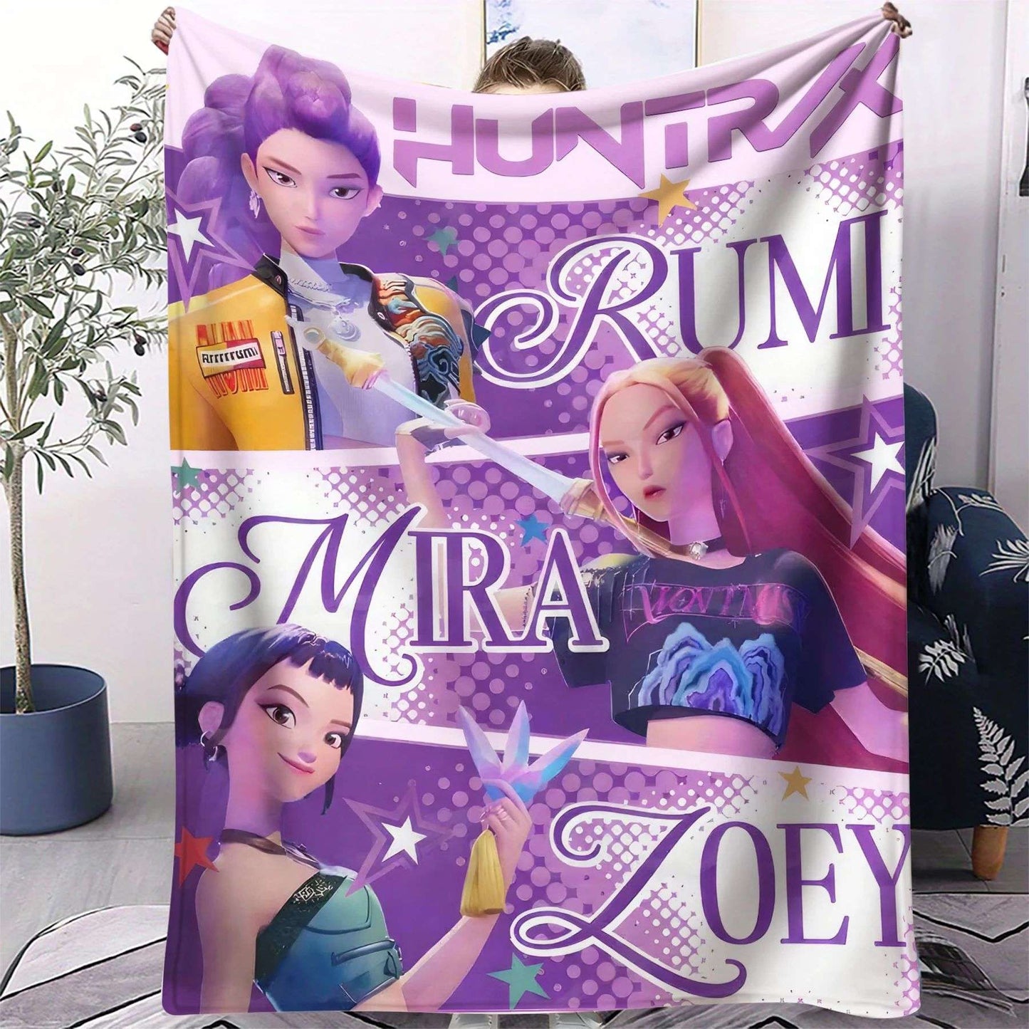 1 cobertor de flanela k-pop Demon Hunters Huntrix Cobertor macio e quente de qualidade Cobertor de inverno infantil para sofá cama Macio e fofo