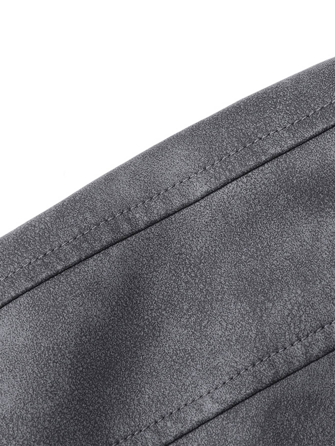 Plus Size Men's Casual Loose Fit Turndown Collar Motorcycle PU Leather Jacket, Suitable For Autumn, Zipper Front