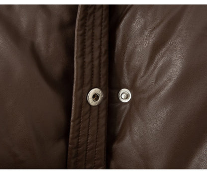 2025 New Autumn Winter Jackets Fashion Women Solid Long Sleeve Thick Pu Zipper Lapel Coats Casual Office Lady Korean Outerwear