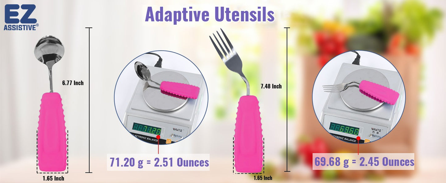 Conjunto de Colher e Garfo Angulados Ehucon Design Inclinado Confortável para Parkinson e Idosos Cabo Antiderrapante Fácil de Segurar