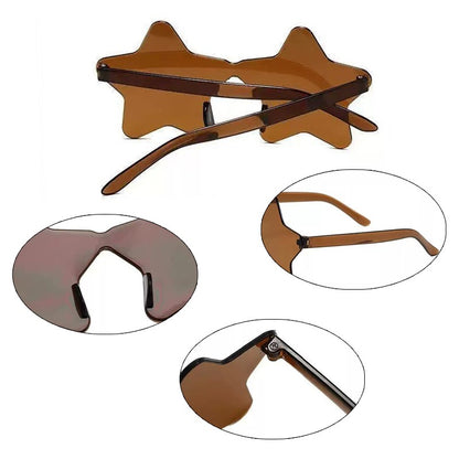 Star Shaped Sunglasses Rimless Colorful Transparent Glasses for Women Men Festival Birthday Cosplay Beach Summer Party Supplies