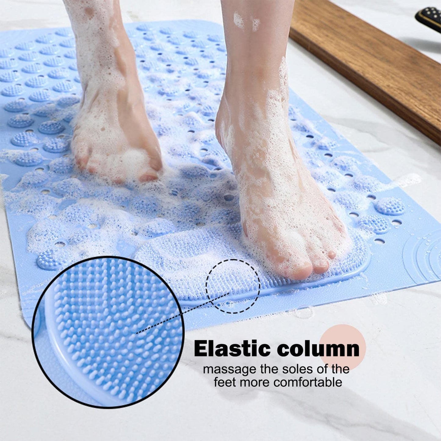 Anti-slip Shower Stall Mat Shower Room Mats with Suction Cup Non-slip Bath Rug Foot Massage Shower Carpet for Home Bathroom