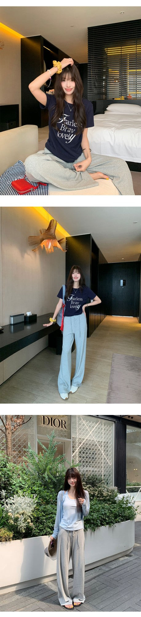 Baishiwang Silk Blend Knitted Pants Women's Summer Loose Casual Drape Long Striped Trousers Versatile Comfortable Long Pants