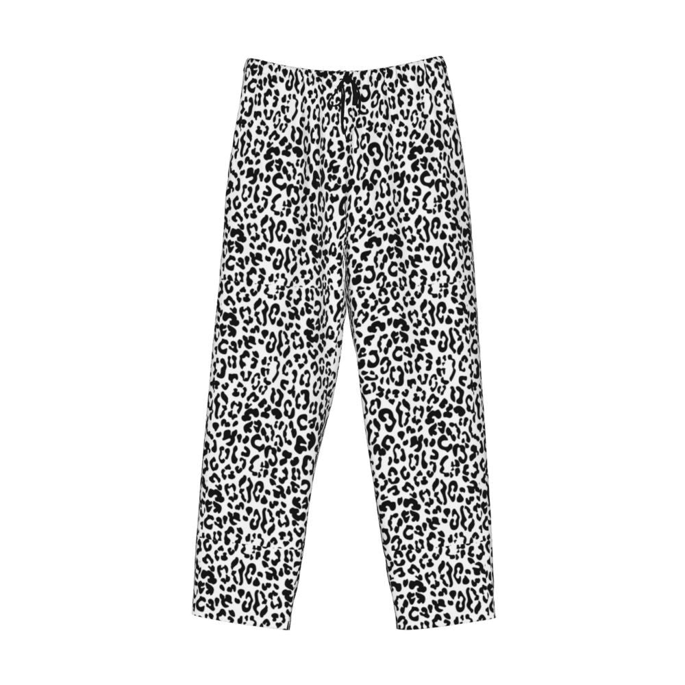 Custom Leopard Print Pajama Pants Men's Animal Skin Sleepwear Lounge Sleep Bottoms Stretch with Pockets
