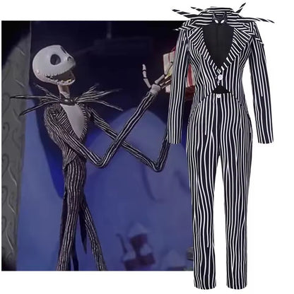 Anime Jack Skellington Cosplay Costume for Adult The Nightmare Before Christmas Jack Uniform Clothes Suit Halloween Costumes