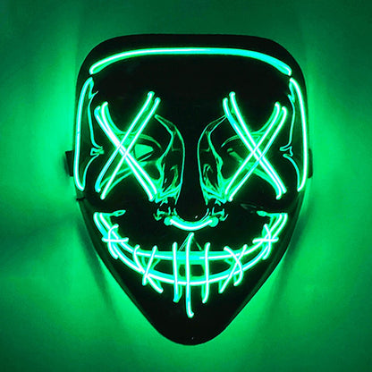 2026 Halloween Party Supplies Luminous LED Purge Mask Wireless EL Neon Light Full Face Mask Cosplay For Adult Glow In The Dark