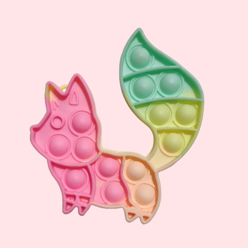 1-5PCS Rainbow Silicone Decompression Toys Cute Styles Bubble Finger Game Stress Relief Squeeze Sensory Toys Fun Party Favors