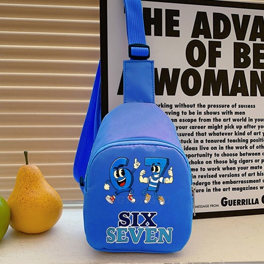 Kids Funny Meme 6 7 Purses and Handbags Italian Brainrot Meme Lightweight Single Shoulder Bag Girl Boy Purse for Daily Travel