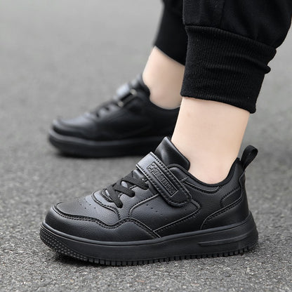 Children's Fashion Sports Shoes Black Student Kids Boys & Girls Non Slip Flat Walking Shoes Lightweight Breathable Tennis