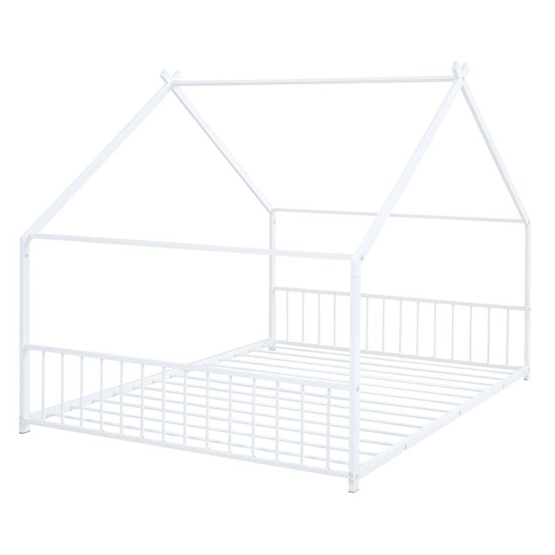 Cama Montessoriana de Metal Branca - Resistente, Elegante e Moderna para Quartos Infantis, com Grades de Segurança, Fácil de Montar,
