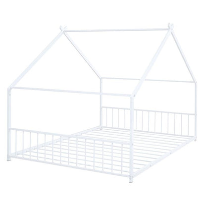 Cama Montessoriana de Metal Branca - Resistente, Elegante e Moderna para Quartos Infantis, com Grades de Segurança, Fácil de Montar,
