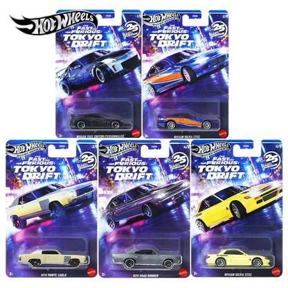 Mattel Hot Wheels Velozes e Furiosos M HNR88 Silver Series Tokyo Drift Set Nissan Chevrolet Carro em Miniatura Colecionável na Escala 1/64