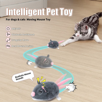 Brinquedos Elétricos Interativos de Rato para Gatos Brinquedo Engraçado de Pelúcia Inteligente para Animais de Estimação Brinquedos de Movimento Interativo Rápido Acessórios para Gatos de Estimação