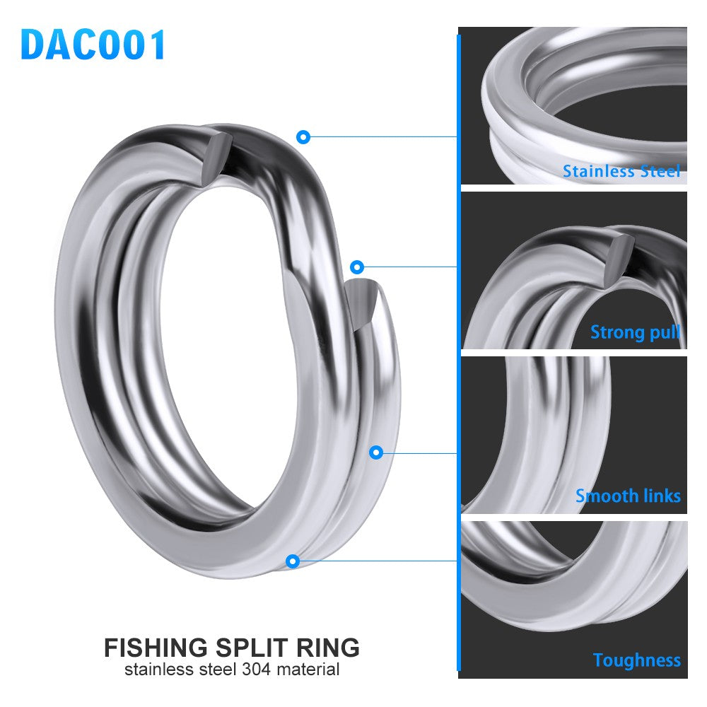 PROBEROS 50 Anéis Divididos para Pesca, Isca Rígida Crank, Prata, Aço Inoxidável 0#-12#, Acessórios Conectores de Pesca, Equipamento