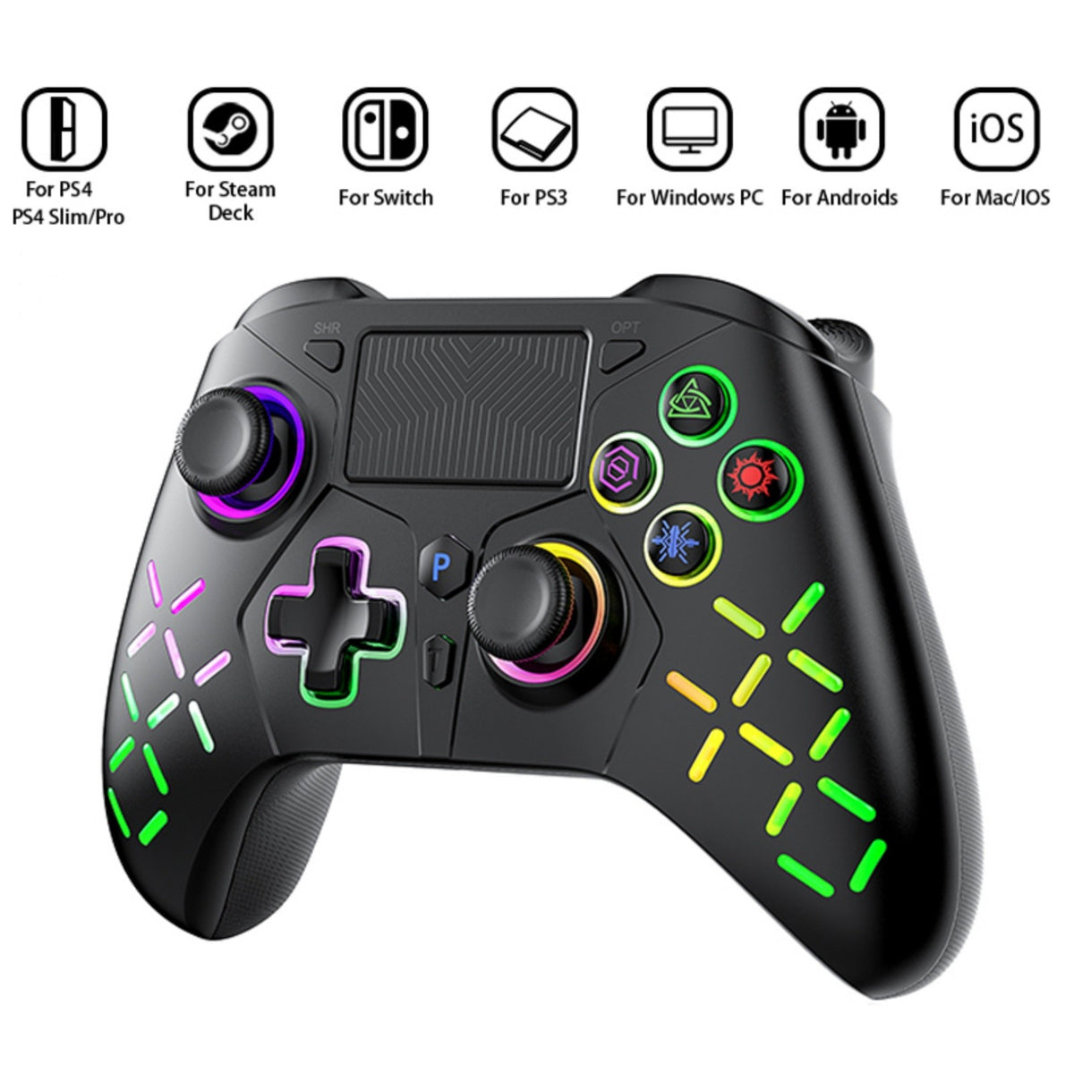 Game Controller For PlayStation 4/PS4 Pro/Slim/PS3/PC/IOS/Switch Wireless Gamepad,W/Turbo Dual Vibration 6-Axis Gyro 3.5mm Jack
