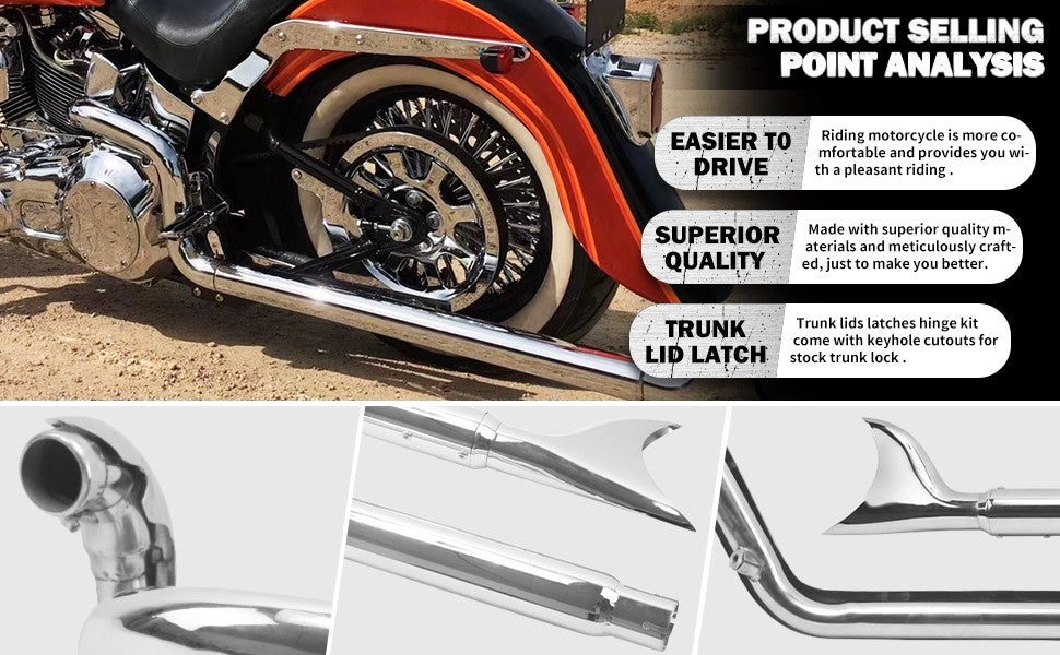 Motorcycle Exhaust Pipe Dual Exhaust System Chrome For Harley Heritage Softail Classic FLSTC Fatboy FLSTF Deluxe FLSTN 2007-2017