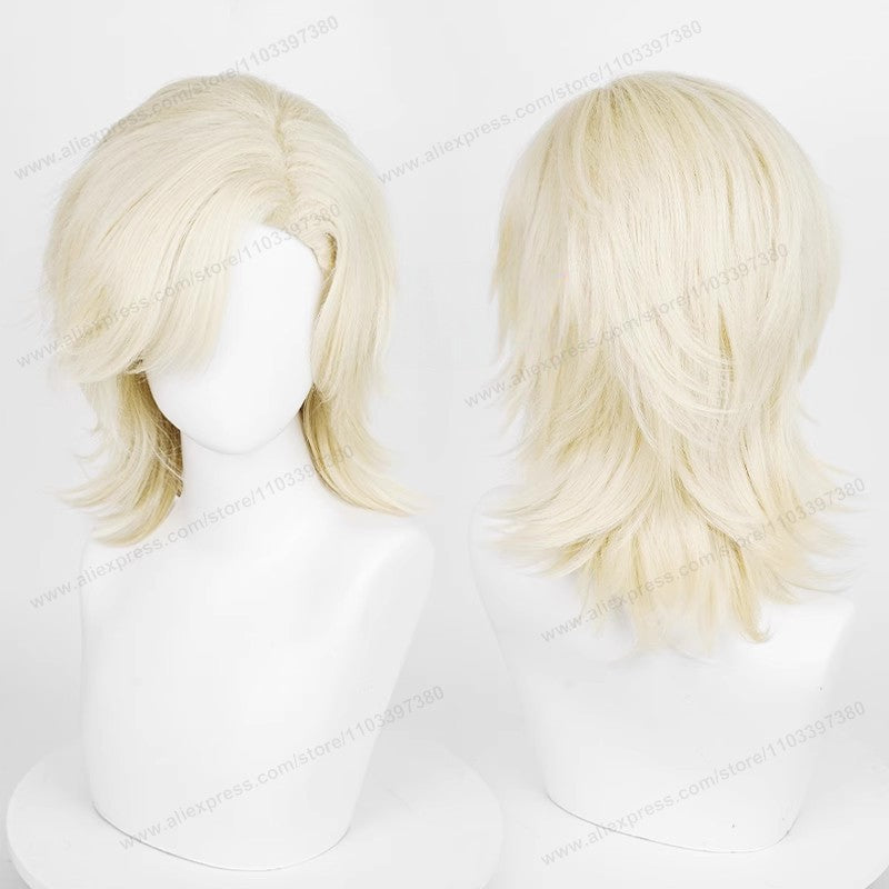 Anime 44cm Medium Basic Synthetic Side Part Hair Cosplay Wig Black White Red Silver Pink Blue Women Man Heat Resistant Hairs