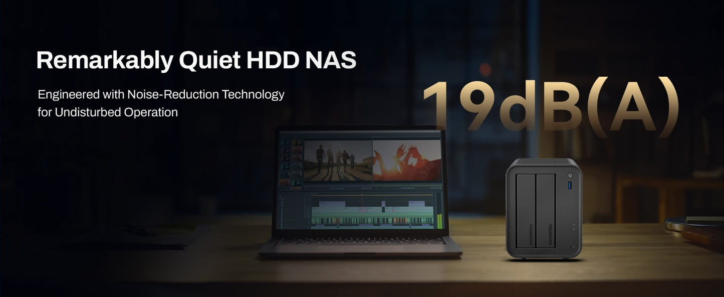 Armazenamento NAS de 2 baias TERRAMASTER F2-425 – CPU Intel x86 Quad-Core, 4GB RAM, Network Attached Storage (Sem discos)