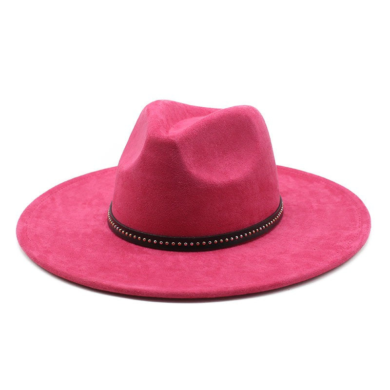 Suede Jazz Fedora Hats for Women Men 9.5cm Large Brim Woolen British French Felt Cap Ladies Elegant Fashion Knight Top Hat