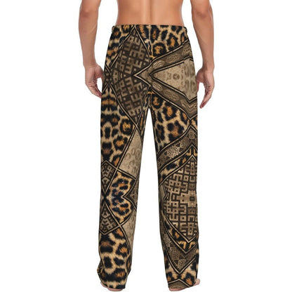 Custom Leopard Print Pajama Pants Men's Animal Skin Sleepwear Lounge Sleep Bottoms Stretch with Pockets