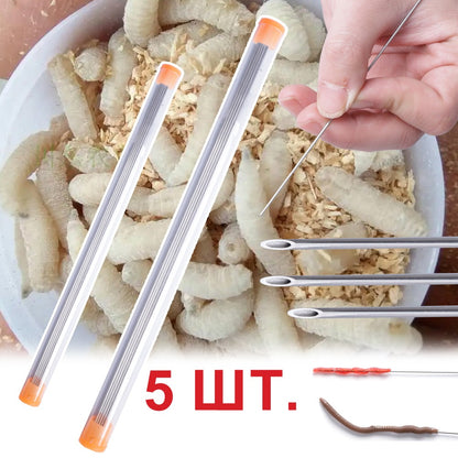 FTK Earthworm Hooking Needle Stainless Steel Earthworm Gas Needle Portable Hollow Fishing Worm Penetrating Driller Fish Tool