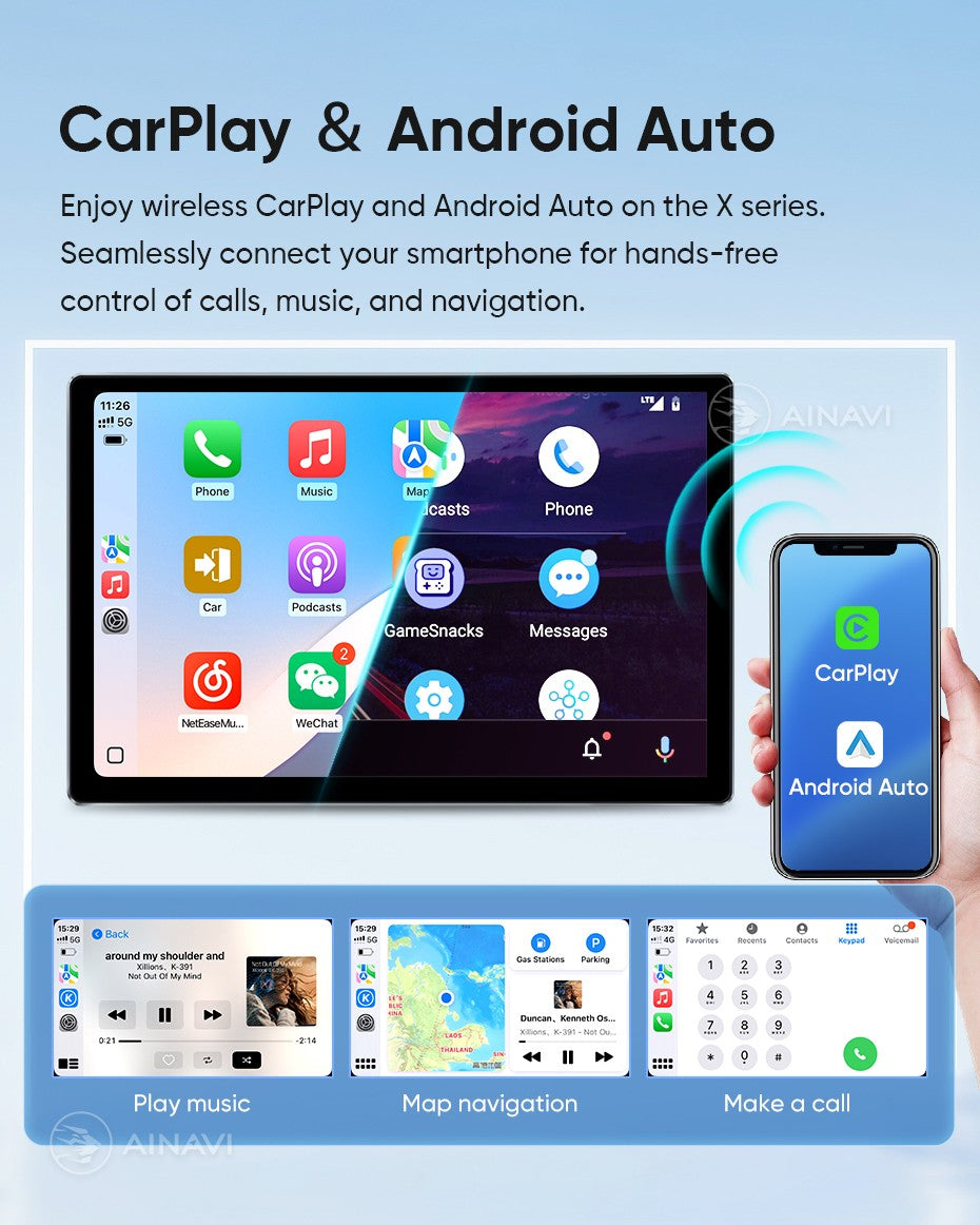 Ainavi 13.1 Inch Universal For Toyota Volkswagen Honda Kia Jeep Peugeot Fiat Nissan Car Radio Carplay Android Auto Multimedia