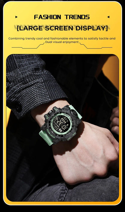 SANDA Men Outdoor Sports Watch Waterproof LED Analog Digital Show Multifunction Big Dial Electronic Wristwatch G style Male Cloc