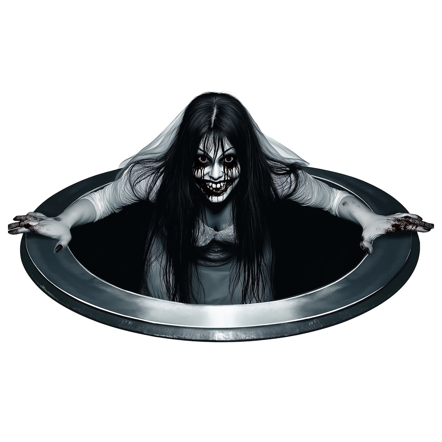 1Pc Scary Wall Sticker Halloween Female Terror Ghost Climbing Hole Floor Stickers Home Bedroom Living Room Party Bar Decoration