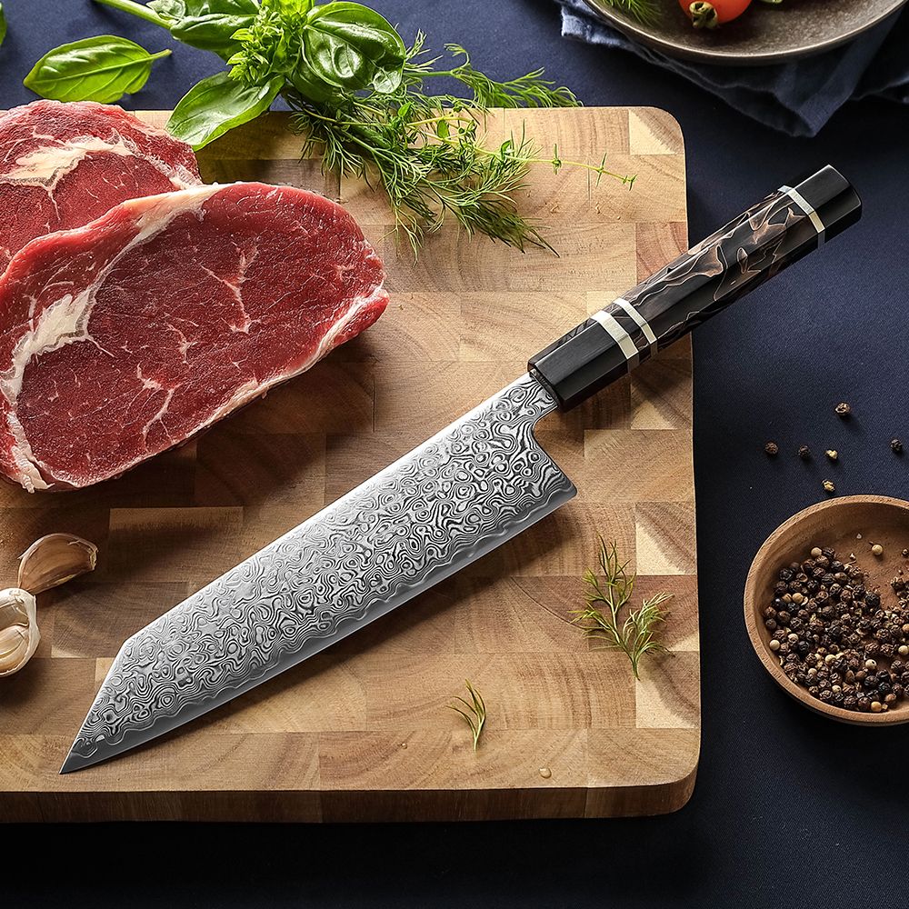 HEZHEN 8.3 Inch Bunka Knife 49 Layers ZDP-189 Damascus steel Powder Core Steel Kitchen Cook Wooden Gift Box kiritsuke Knife