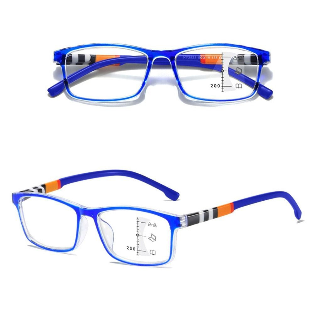 Óculos de Leitura Multifocais Antiluz Azul Progressivos de Perto e Longe, Bloqueadores de Raios Azuis, Óculos Quadrados para Proteção Ocular Ultraleves