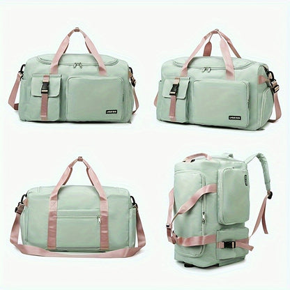 Multifunctional Women's Travel and Fitness Bag - Stylish Pink, Large Capacity, Separate Footwear Compartment