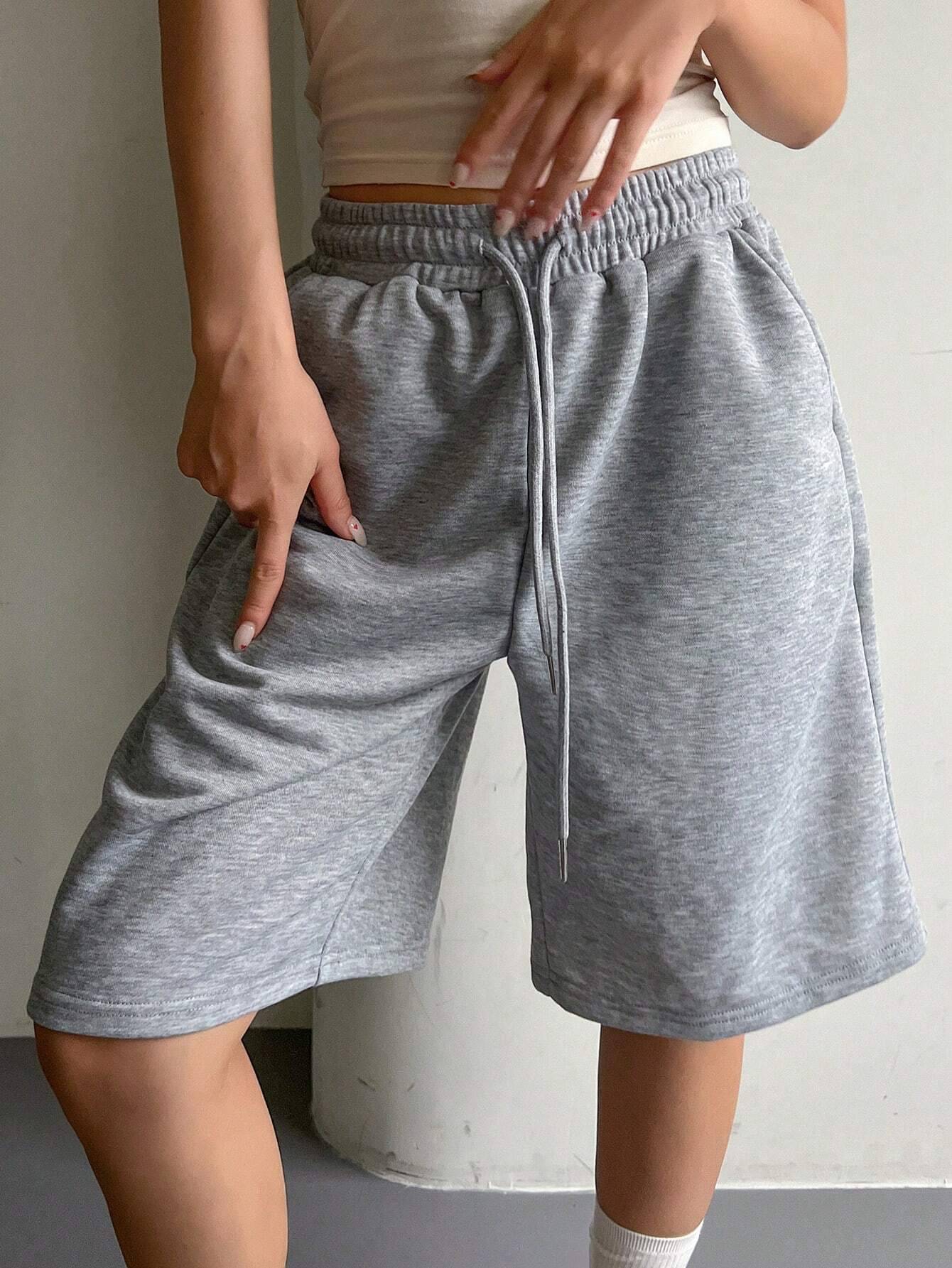 Women's solid color casual elastic drawstring shorts suitable for daily wear all seasons sports fashion