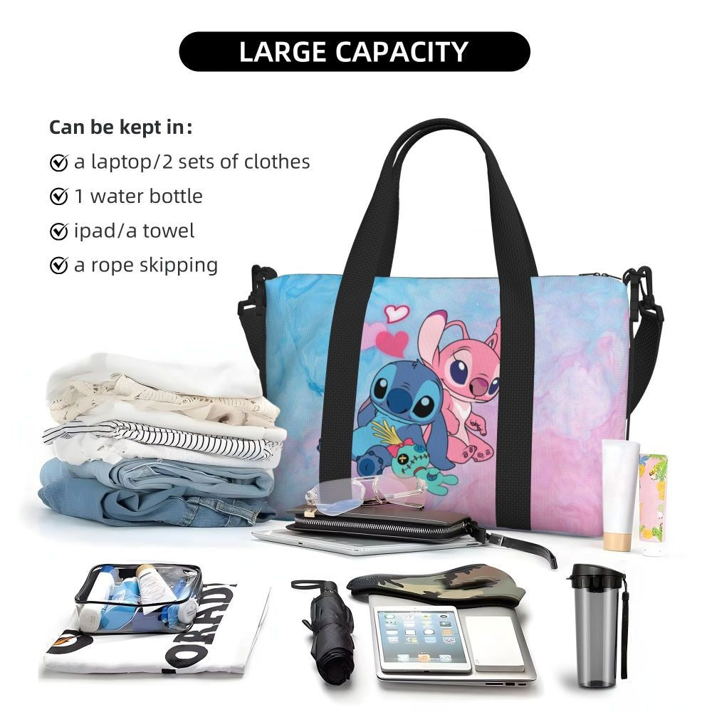 Custom Large SLilo And Stitch Cartoon Tote Bag Women Anime Shopping Shoulder Beach Gym Travel Bag