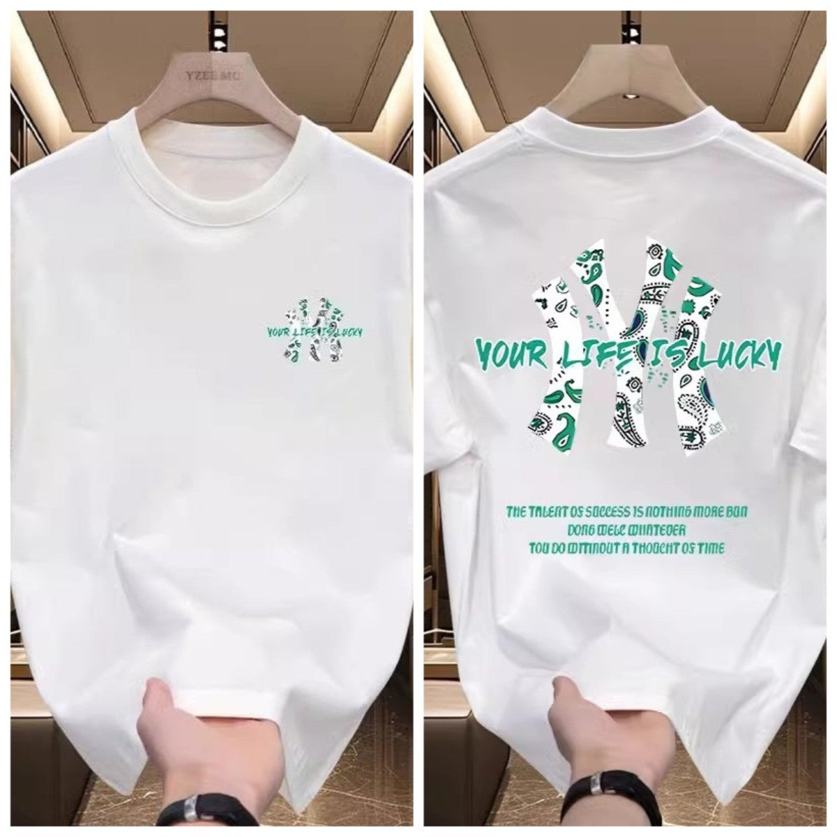 Summer 2025 Half-sleeved Pure Cotton T-shirt New Popular Casual High-end Men's Short-sleeved T-shirt Loose and Versatile Top
