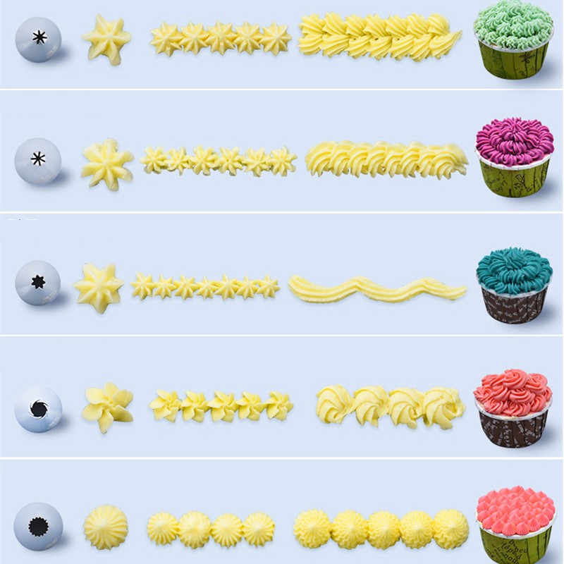 8/10/16Pcs/Set Silicone Pastry Bag Tips Kitchen Cake Icing Piping Cream Cake Decorating Tools Reusable Nozzle Set +1 Pastry Bags