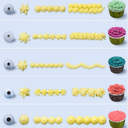 8/10/16Pcs/Set Silicone Pastry Bag Tips Kitchen Cake Icing Piping Cream Cake Decorating Tools Reusable Nozzle Set +1 Pastry Bags