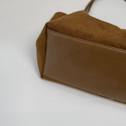 LEFTSIDE Women Faux Suede Shoulder Bag 2025 Winter Retro Soft Tote Bag Luxury Designer Trend Female High Capacity Handbags