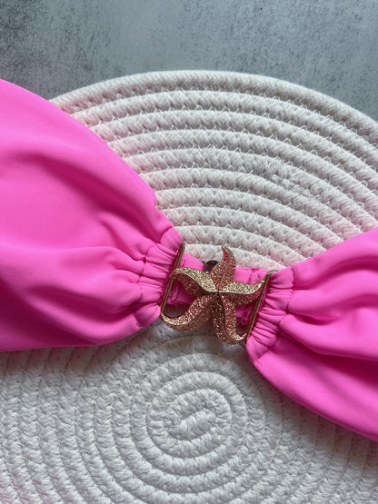 Para Praia 2025 Sexy Push Up Bikini Women Swimwear Metal Starfish Bandeau Thong Bikini Brazilian Swimsuit Female Bathing Suit