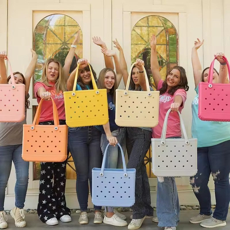 Fashion Large Beach Bags EVA Rubber Waterproof Storage Baskets Travel Shopping Handbag Women Shoulder Solid Color Jelly Bag