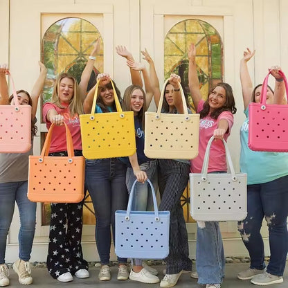 Fashion Large Beach Bags EVA Rubber Waterproof Storage Baskets Travel Shopping Handbag Women Shoulder Solid Color Jelly Bag