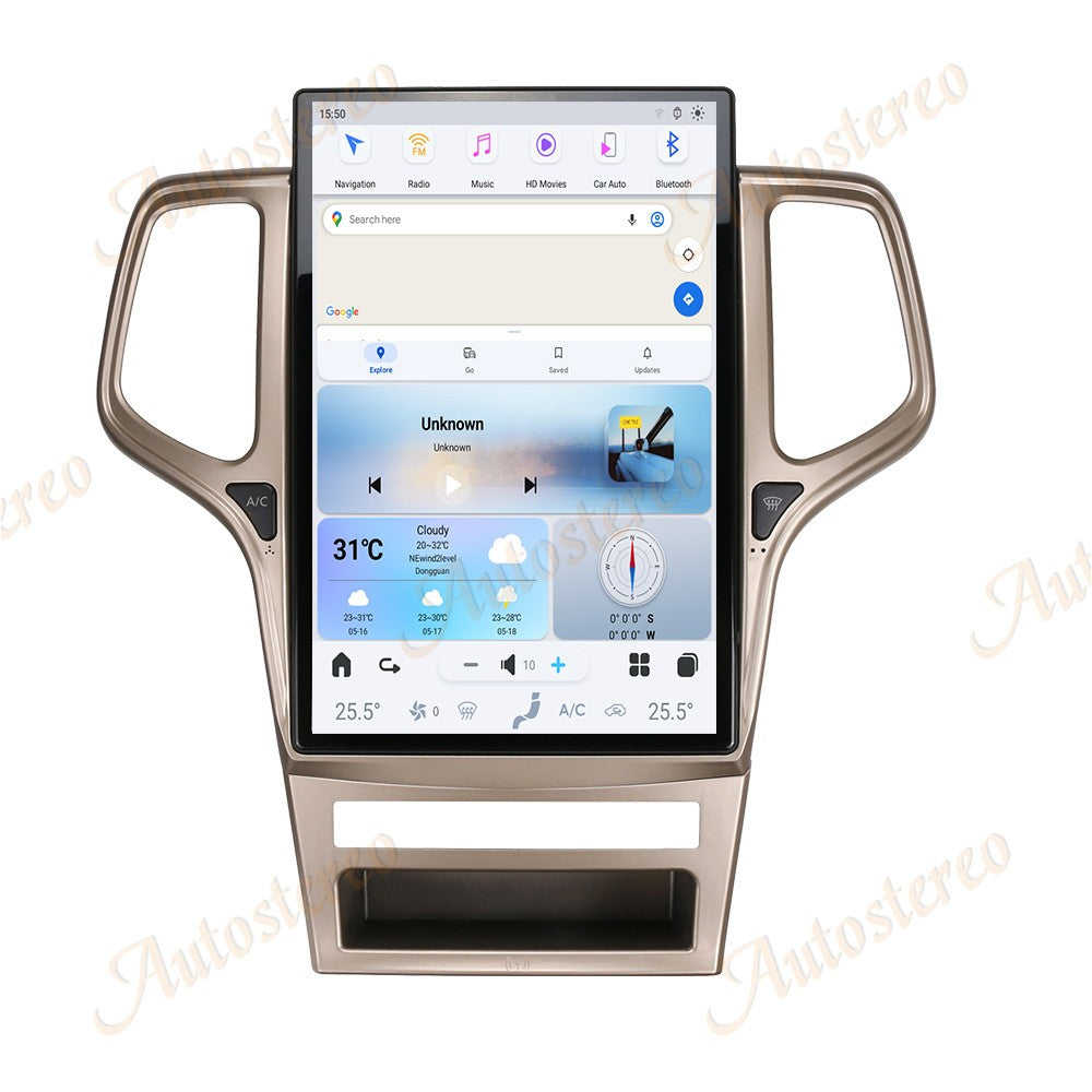 14.4 Polegadas Android 8+128GB para JEEP Grand Cherokee 2010-2021 Estilo Tesla Carro GPS Navegação Multimídia Player Rádio Toca-fitas Central