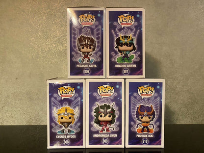 Funko Pop Cavaleiros do Zodíaco Boneco Articulado Hyoga de Cisne #808 Shiryu de Dragão #807 Shun de Andrômeda #809 Ikki de Fênix #810 Bonecos de Vinil Brinquedos