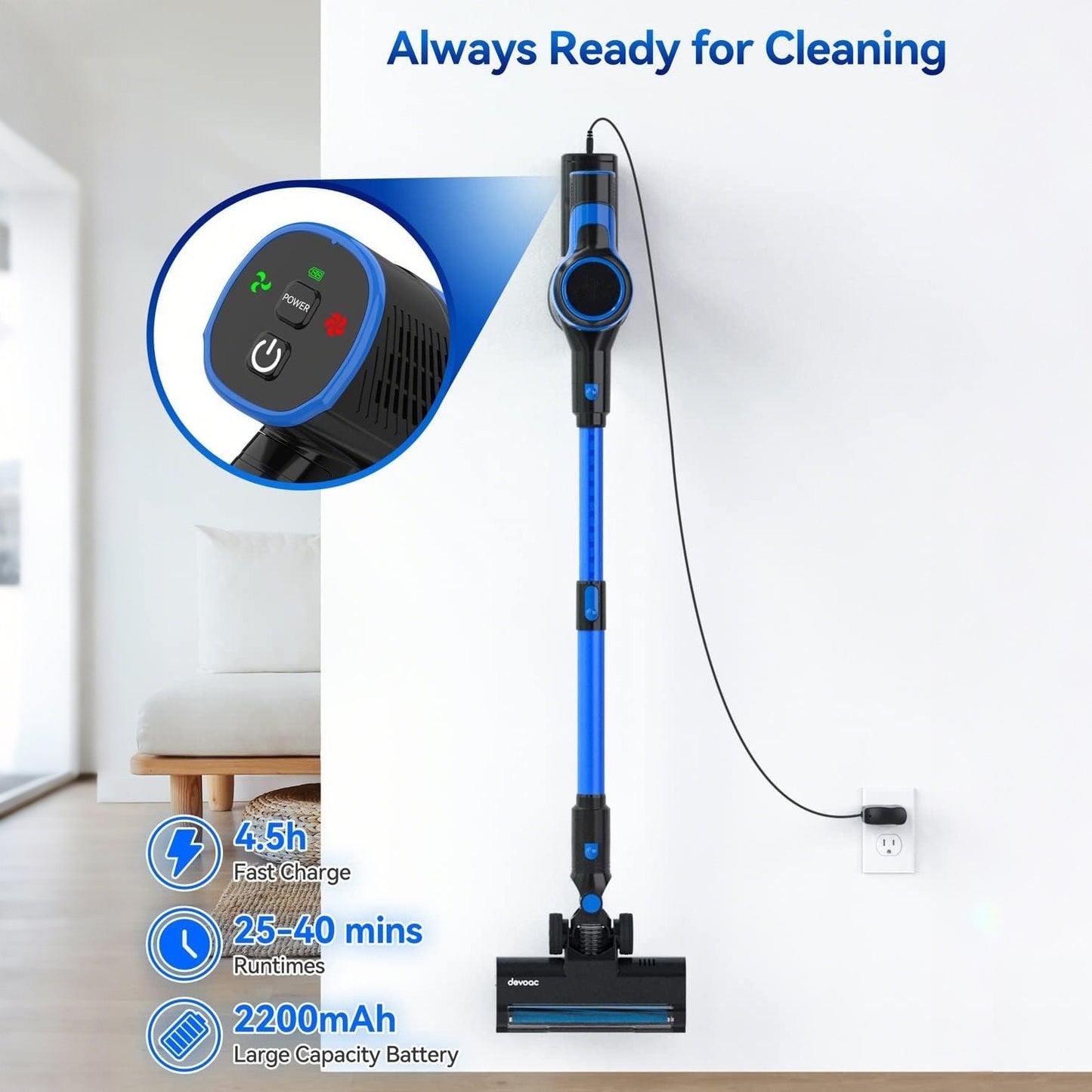 INSE V50 Cordless Vacuum Cleaner Powerful Suction 6-in-1 Lightweight Stick Vacuum with Rechargeable Battery for Carpets Pet Hair