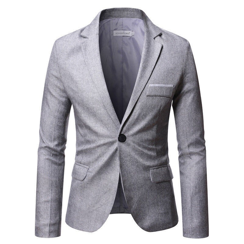 Blazer Pattern Versatile Wedding Men Fashion Business Gentleman Herringbone British Style Professional Casual Performance Blazer